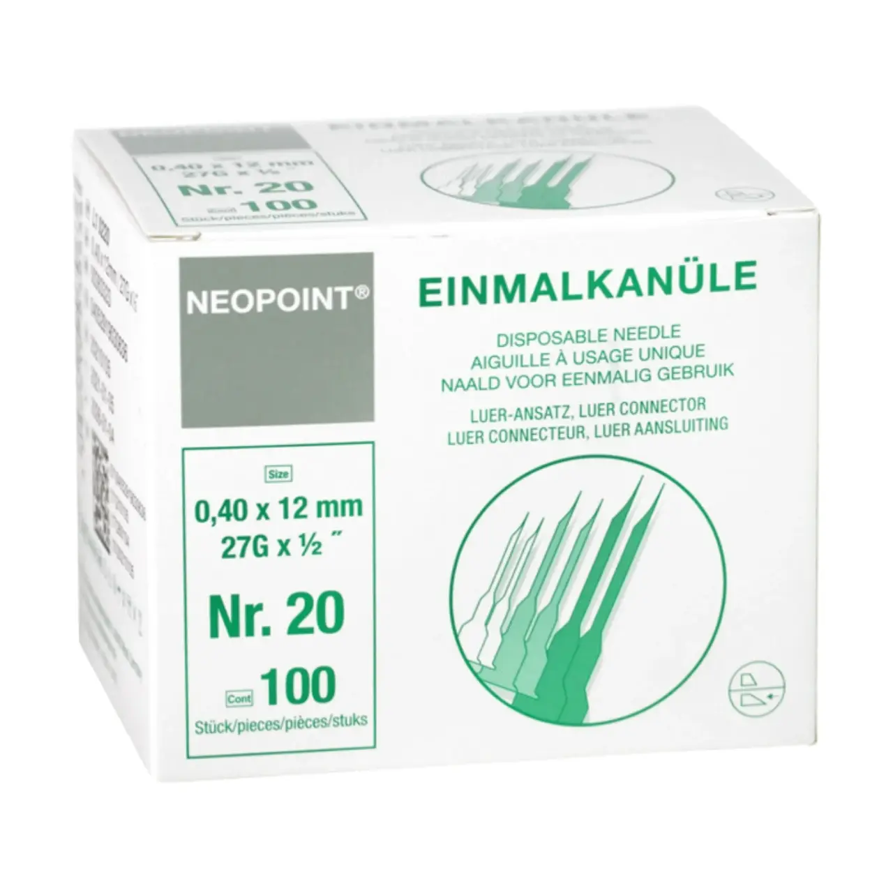 Neopoint injectienaalden, 27G x 1½”, 0.4mm x 40mm, grijs (100)