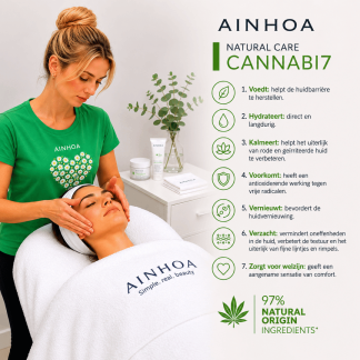 Professionele AINHOA Cannabi7 gezichtsbehandeling in schoonheidssalon